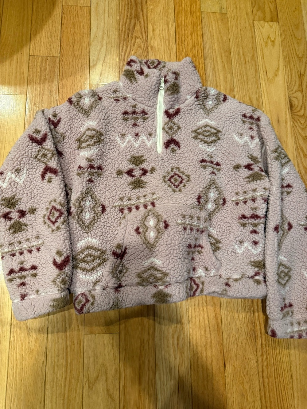 Love Tree Light Pink Patterned Sherpa Quarter-Zip Pullover